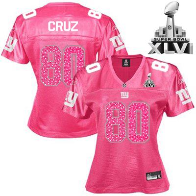 Giants #80 Victor Cruz Red Women's Sweetheart Super Bowl XLVI Stitched NFL Jersey